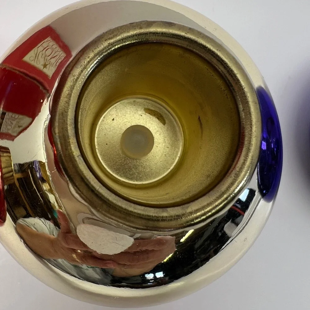 VTG 90s Holiday Home Accents Set 6 Metallic Ornament Candle Holders‎ Multicolor